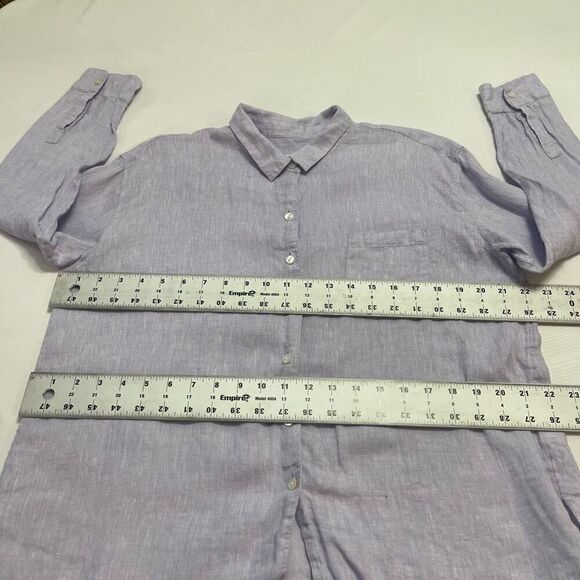 J. Jill Love Linen Lavender Purple Button Up Shirt Size MP Medium - Picture 4 of 10